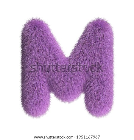 Hairy font, furry alphabet, 3d rendering, letter M Photo stock © 