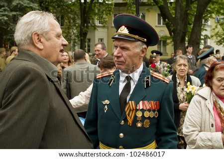 KHMELNITSKY, UKRAINE - MAY 9: Ukrainian veterans of the Great Patriotic War Victory Day is celebrated in May, 09 2012 in Khmelnitsky, Ukraine