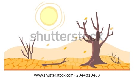 Drought in land or dry desert soil with dead trees