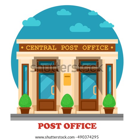 National post office for mail services like accepting letters and parcels. Architecture of building for transfer packs or documents by postman. Great for structure and construction exterior panorama