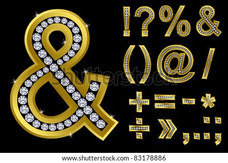 Golden font symbol and mathematical symbol set