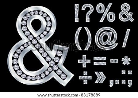 Silver font symbol and mathematical symbol set