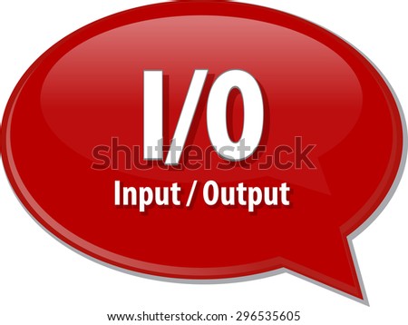 Speech bubble illustration of information technology acronym abbreviation term definition I/O Input/Output