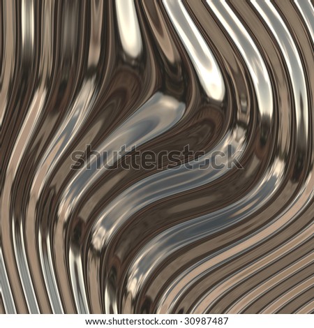 Smooth glossy chromed warped reflective metal surface texture