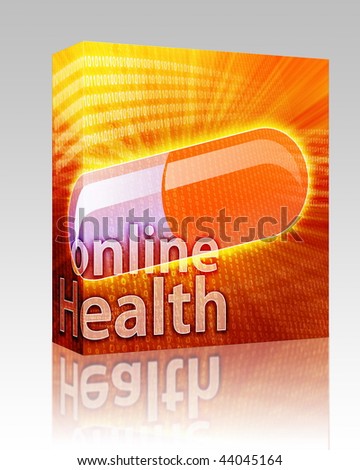 Software package box E-medicine, Online medicine, ecommerce health pharmacy illustration