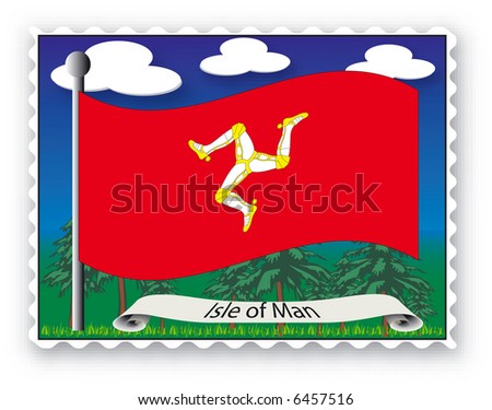 Stamp with flag from Isle of Man-Vector