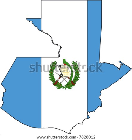 Vector Illustration of a Map and Flag from Guatemala