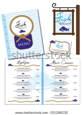 Fish Menu Template Stock Vector Illustration 101288230 : Shutterstock