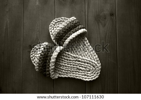 Hand woven straw slippers.