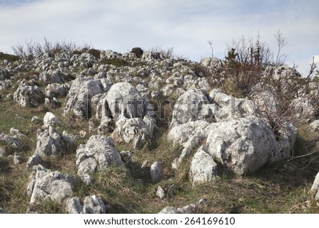 Ground covered with stones, Balkan mountains