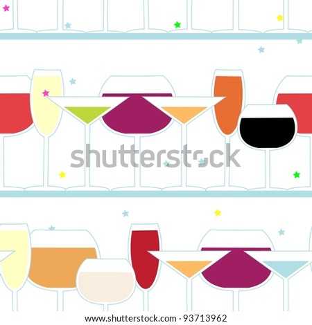 Abstract vivid party seamless with glasses. Vector version in portfolio.