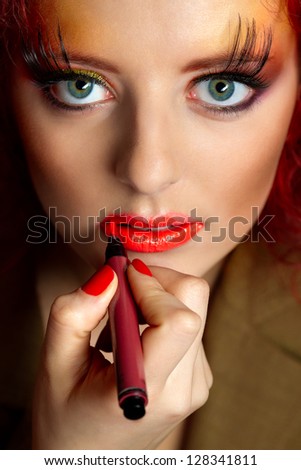 Professional Make-up,  artist doing glamour model makeup at work