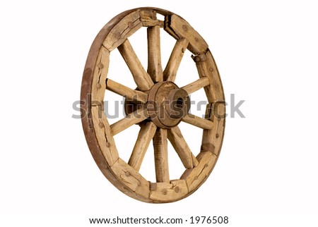 Antique Wooden Wheel Isolated On White Background Stock Photo 1976508 ...