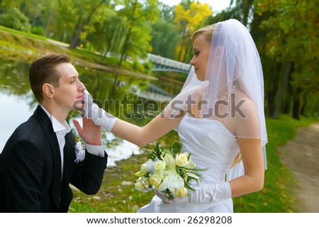 Young Groom Kissing Bride'S Hand Stock Photo 26298208 : Shutterstock