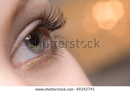 beautiful woman open eye closeup