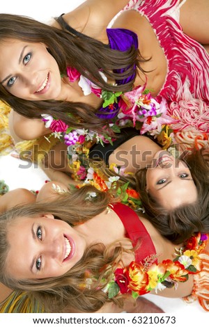 Beautiful hawaiian Hula Dancer Girls