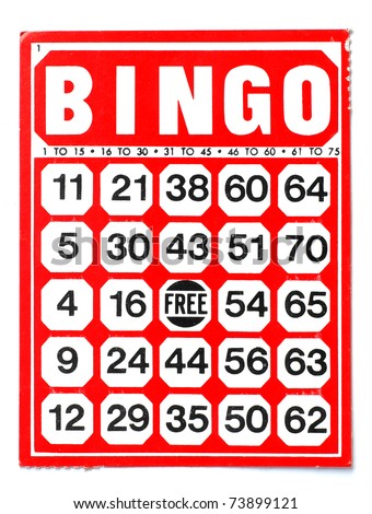 Red Bingo Card On White Background Stock Photo 73899121 : Shutterstock