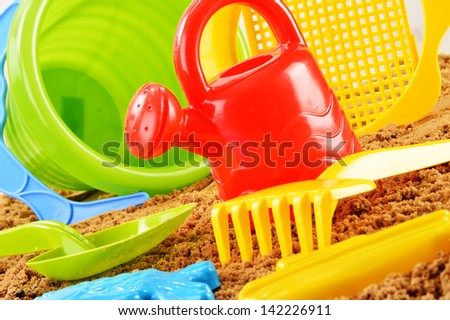 Plastic children toys for playing in sandpit or on a beach