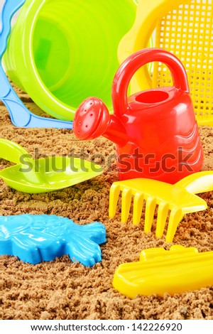 Plastic children toys for playing in sandpit or on a beach