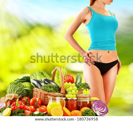 Dieting. Balanced diet based on raw organic vegetables