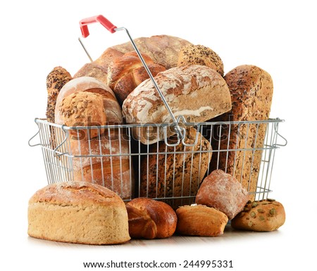 Composition with variety of baking products isolated on white