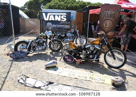 FARO, PORTUGAL - JULY 20: Motorcycle exhibition at the International Motorcycle Meeting JULY 20, 2012 in Faro, Portugal.