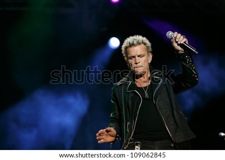 FARO, PORTUGAL - JULY 21: Billy Idol performs onstage at the International Motorcycle Meeting JULY 21, 2012 in Faro, Portugal.