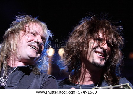 FARO, PORTUGAL - JULY 15: Gotthard swiss band performs onstage at  Internacional motorcycle show July 15 2010 in Faro, Portugal.
