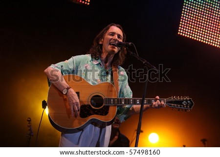 FARO, PORTUGAL - JULY 17: Roger Hodgson (supertramp) performs onstage at Internacional motorcycle show July 17, 2010 in Faro, Portugal.