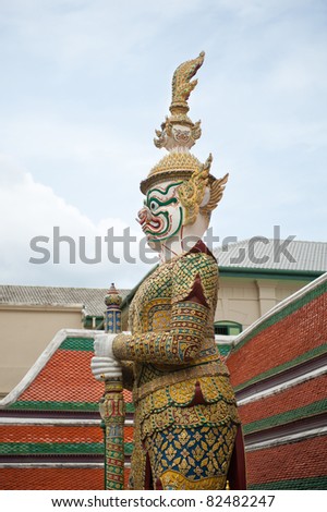 Thai warrior statue from the side