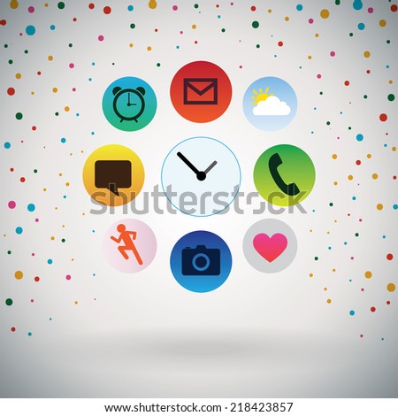 Apps icons with Retro polka dots Background. 