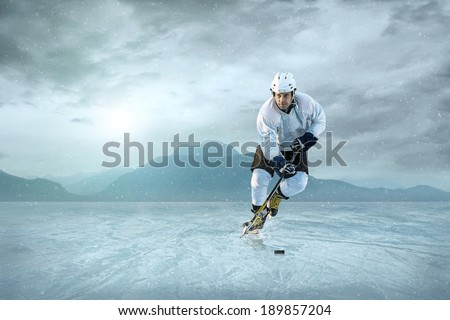 Ice hockey player on the ice.