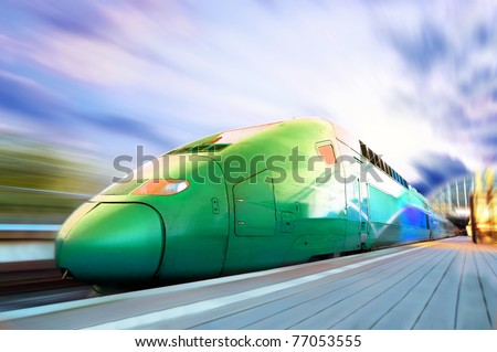 High-speed train with motion blur outdoor