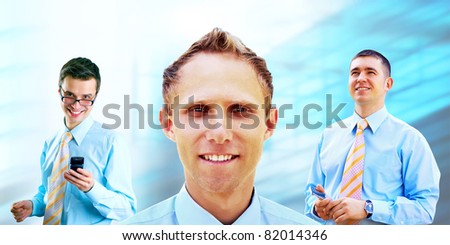 Group of happiness businessmans  on the white background