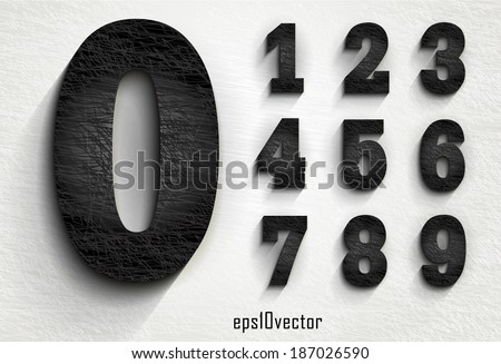 stylish black squared shabby numerals. Zero 0 One 1 Two 2 Three 3 Four 4 Five 5 Six 6 Seven 7 eight 8 nine 9. The rest of letters, symbols and numbers of the alphabet in my portfolio.