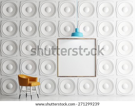 Wall of speakers with mock up poster, 3d illustration