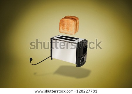 Flying Toaster Popping Out Toast Pop-up Pop Up Levitating Jumping Toast - Yellow