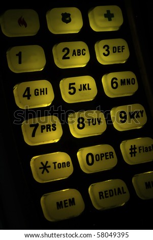 Number telephone key with a yellow backlight