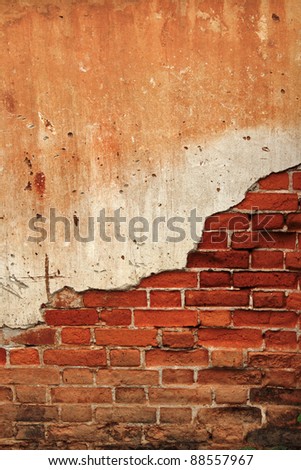 Background cracked concrete brick wall
