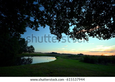 Polish village. Park with pond. Zdjęcia stock © 