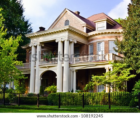 Historic Southern house with Greek revival architecture