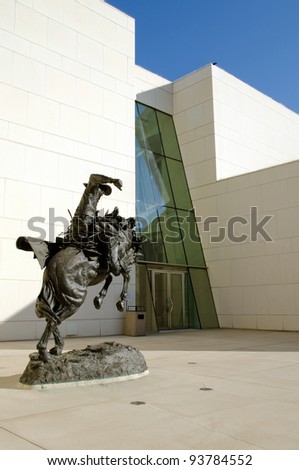 CARTERSVILLE, GA - JAN. 28: Statue outside the entrance to Booth Western Art Museum in Cartersville, GA, on Jan. 28, 2012. The museum houses the largest space for Western American art in the U.S.