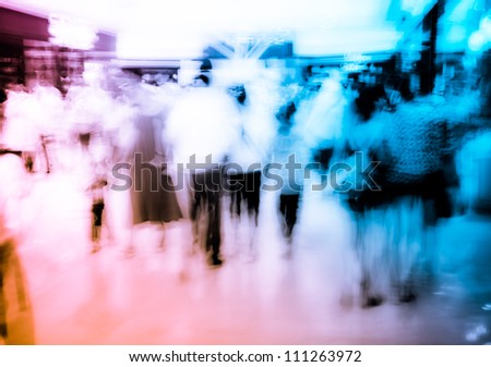 business people activity standing and walking in the lobby, motion blurred abstract background