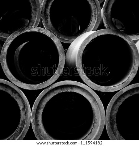 industrial concrete pipe for building construction black and white