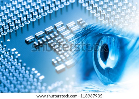 circuit board of laptop CPU eye background