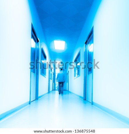 people walking in modern laboratory, blur motion.