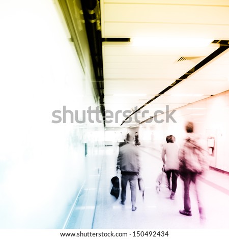 business people crowd walk at subway station abstract Blur background