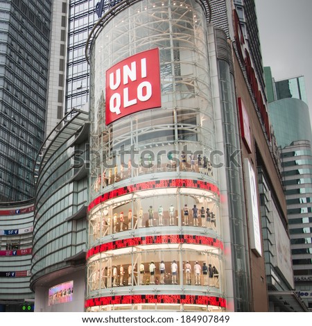 Guangzhou, China - March 30,2014: New Uniqlo store open for business at Guangzhou. Uniqlo is a Japanese casual wear designer, manufacturer and retailer