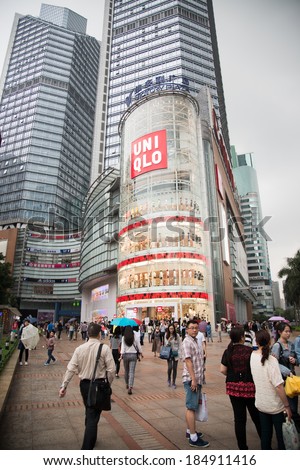 Guangzhou, China - March 30,2014: New Uniqlo store open for business at Guangzhou. Uniqlo is a Japanese casual wear designer, manufacturer and retailer.