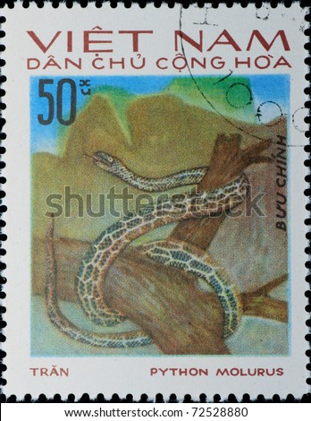 VIETNAM - CIRCA 1983: A stamp printed in Vietnam shows animal reptile snake, circa 1983